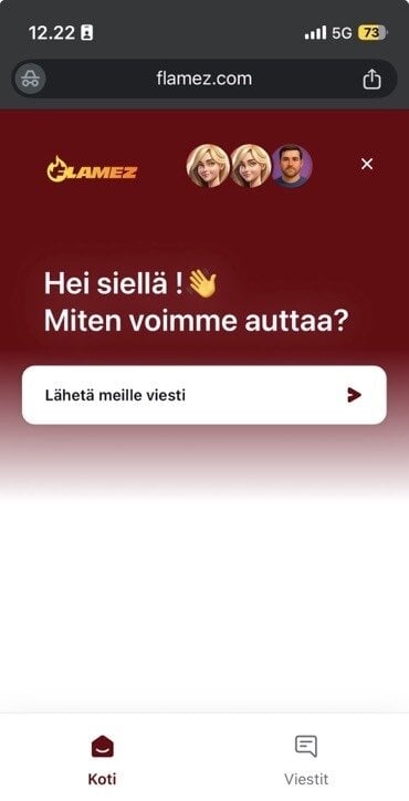 Flamez kasinon asiakaspalveluun saa yhteyden live chatissä