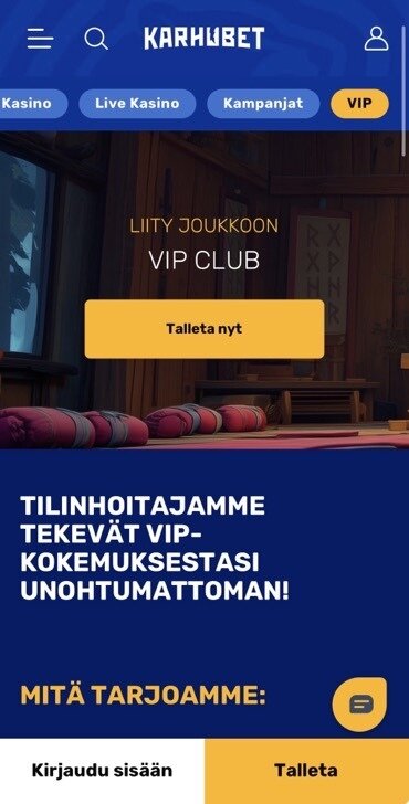 Karhubet Casino VIP clubissa paljon pelaavat saavat erikoiskohtelua.