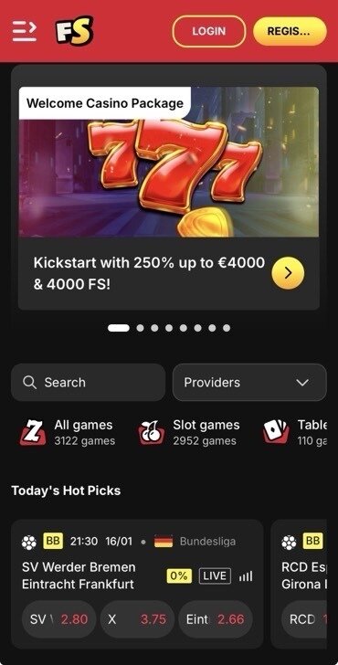 FreeSpinza Casino Welcome Bonus package for first three deposits