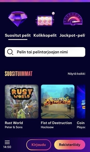 Kuva Speedz casinon peliaulasta