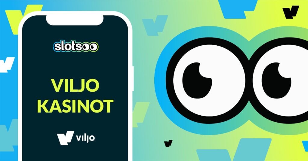 Viljo kasinot -sivun kuva, jossa slotsoon suuret silmät katsovat kohti älypuhelimen ruutua, ruudulla lukee Viljo kasinot