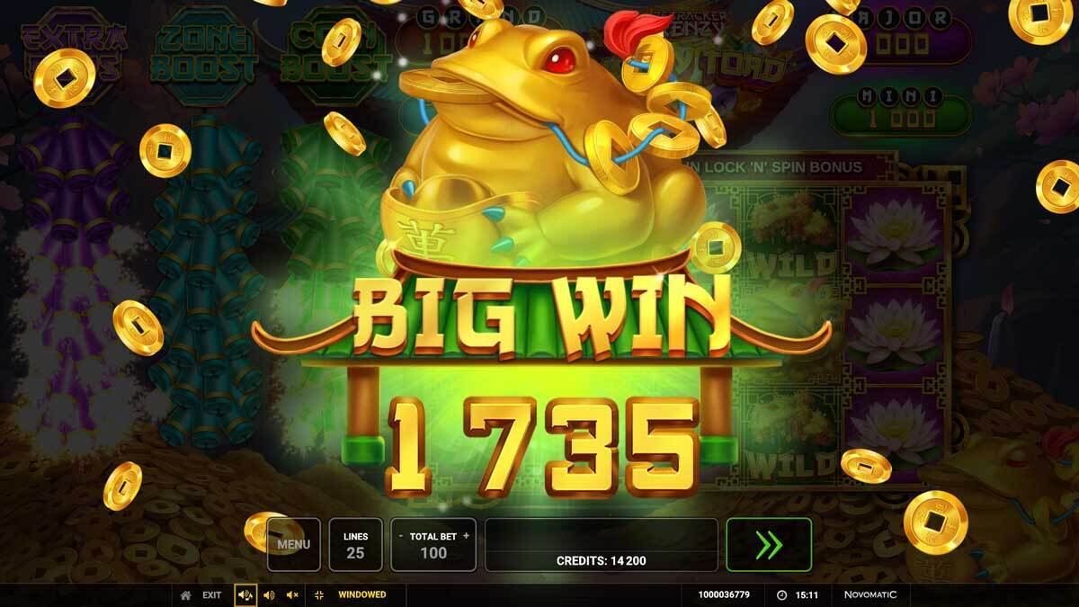 A big win in the Firecracker Frenzy Money Toad game shows you a cool animation with the money toad