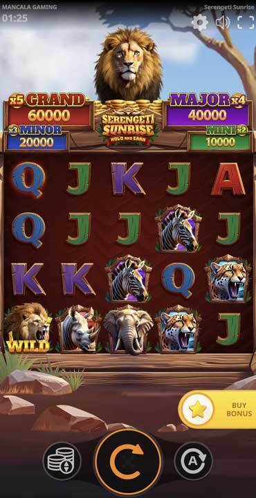 Serengeti Sunrise is a 5x4 slot game with African animal theme