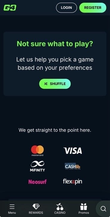 Not sure what to play at Go4Casino? Shuffle!