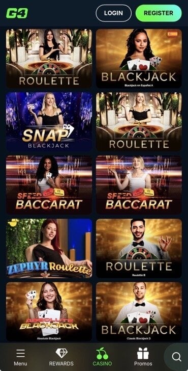 Screenshot from Go4Casino's live casino
