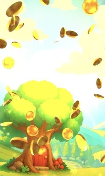 Lucky Charms Trio slow with golden coins and a big tree.