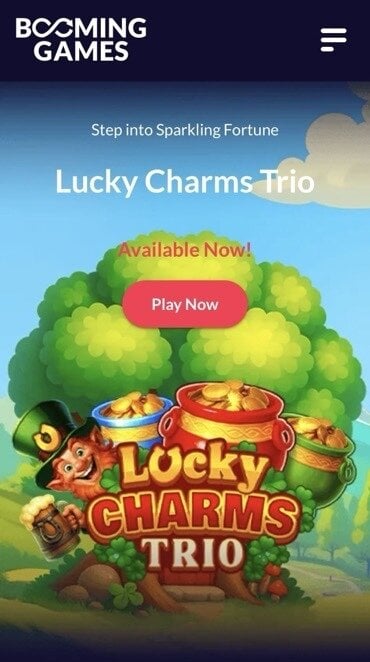 Mobile screenshot from Booming Games slot Lucky Charms Trio