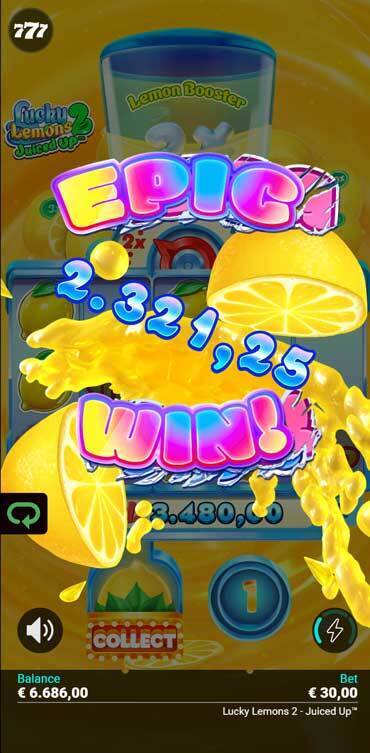 An epic win in Lucky Lemons 2 Juiced Up