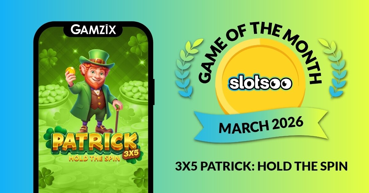 3x5 Patrick: Hold The Spin by Gamzix selected as Slotsoo's Game of the Month for March 2026