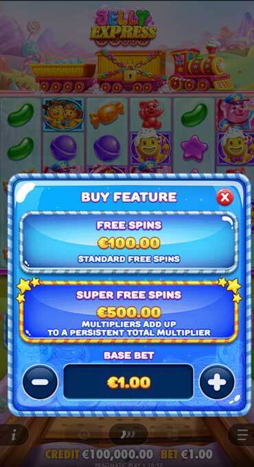 pay 100x or 500x extra to unlock jelly express free spins