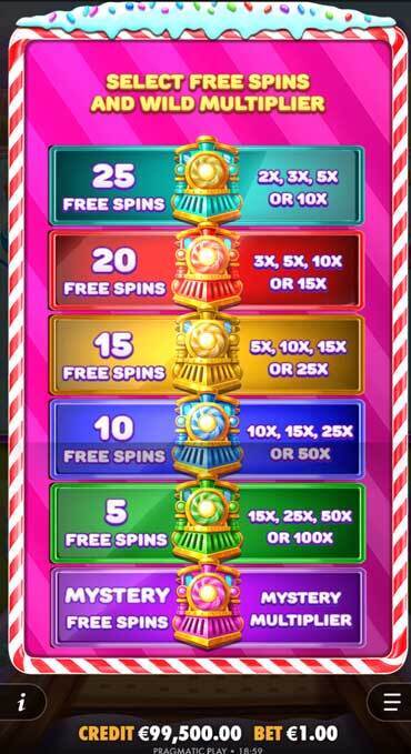 choose between 6 different free spins in jelly express