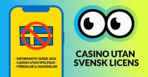 Slotsoos casino utan svensk licens guide illustreras av en bild som visar den svenska flaggan med en röd blockeringsymbol ovanpå . Under flaggan står texten informativ guide 2026, casino utan spelpaus och fördelar och nackdelar