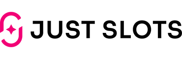 Just Slots logo has a red company logo with black text Just Slots