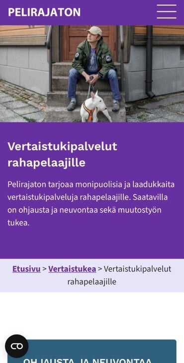 Pelirajaton.fi tarjoaa muun muassa vertaistukipalvelua rahapelaajille