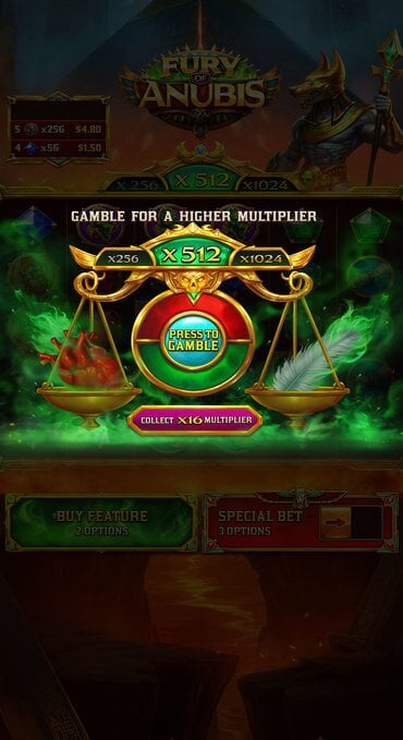 Fury of Anubis gamble screen