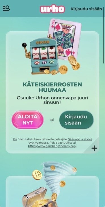 Urhokasinolla pyörii paljon erilaisia kampanjoita, kuten käteiskierroskampanja