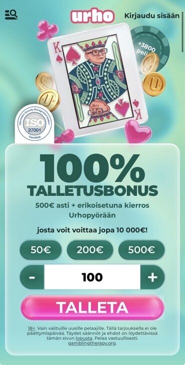Mintunvihreä Urho Kasino toimii vauhdilla Turstlyn kautta