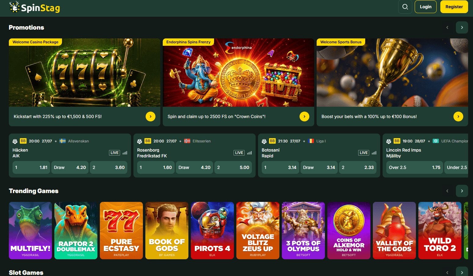 Spinstag Casino game lobby