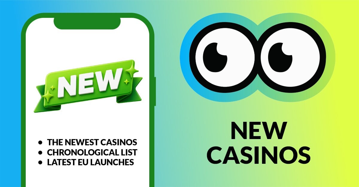 New casinos under Slotsoo's watchful eyes. In the image is a mobile screen with a green banner with the text new and under it shows 3 bullet points: the newest casinos, chronological list, and latest eu launches
